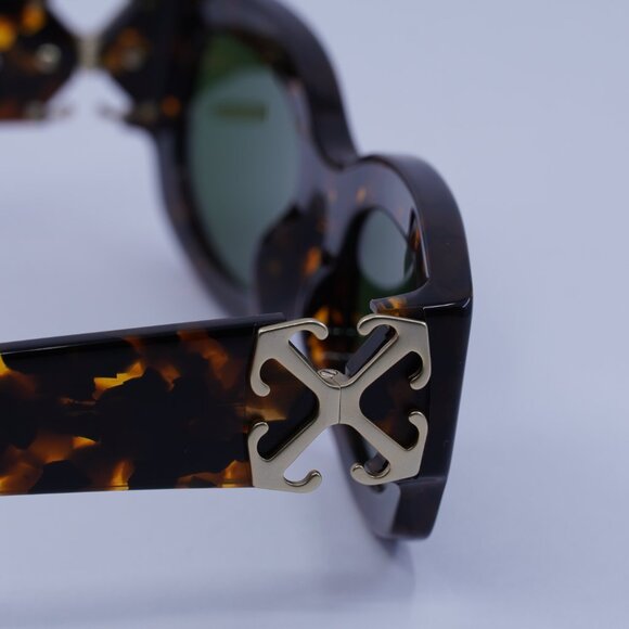 Off-White OERI14E PALMER 6055 Sunglasses Havana Oval Frame, Green Lenses